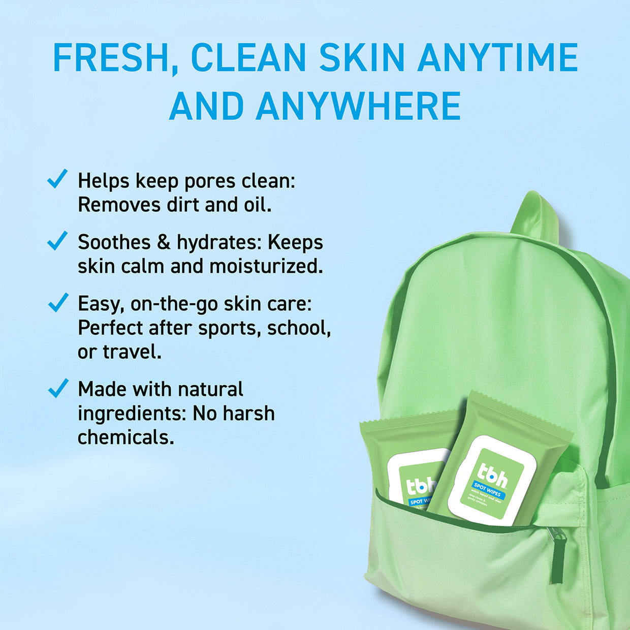tbh® kids spot skin cleansing wipes